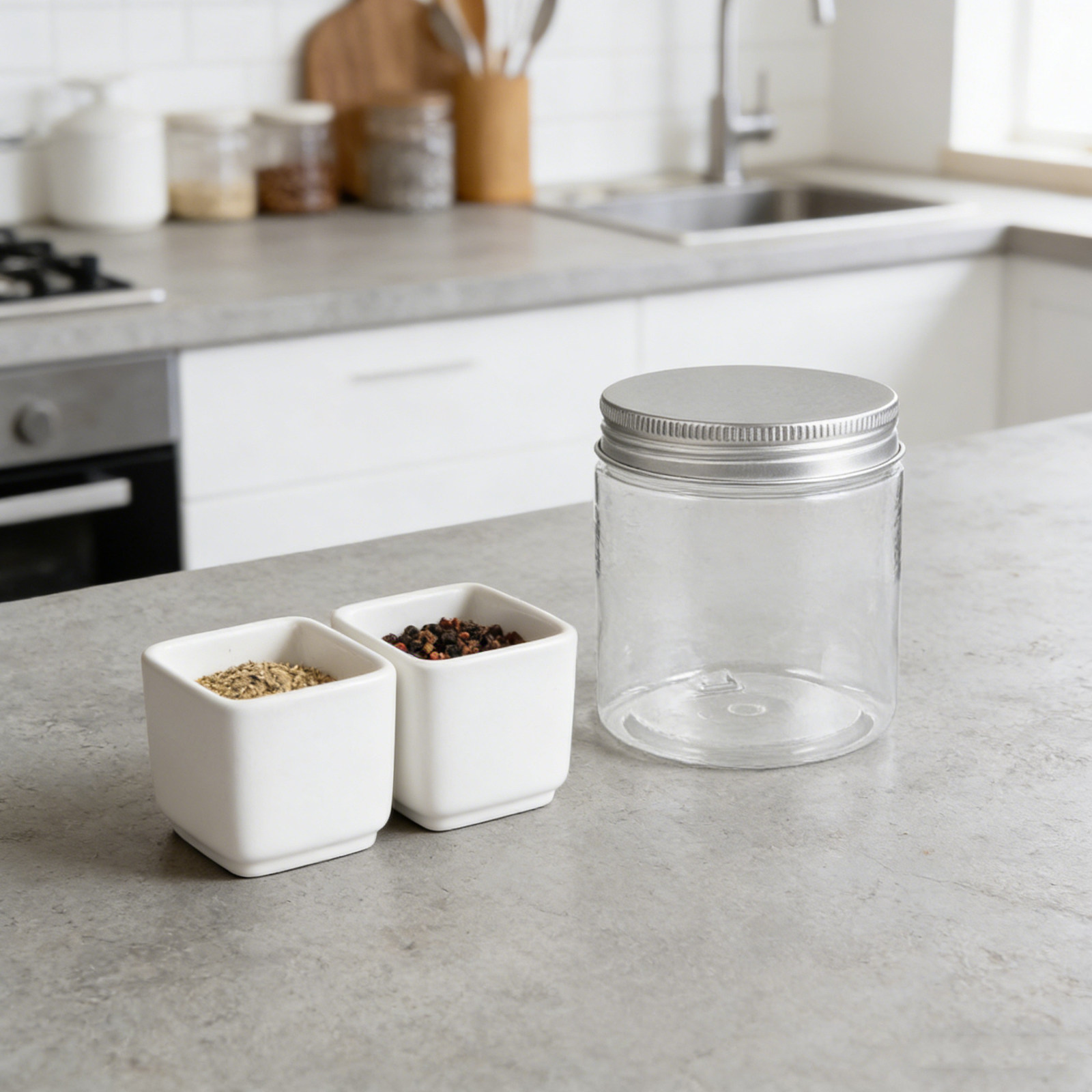 Food Storage Lid - 12 barattoli trasparenti piccoli tipo Mason