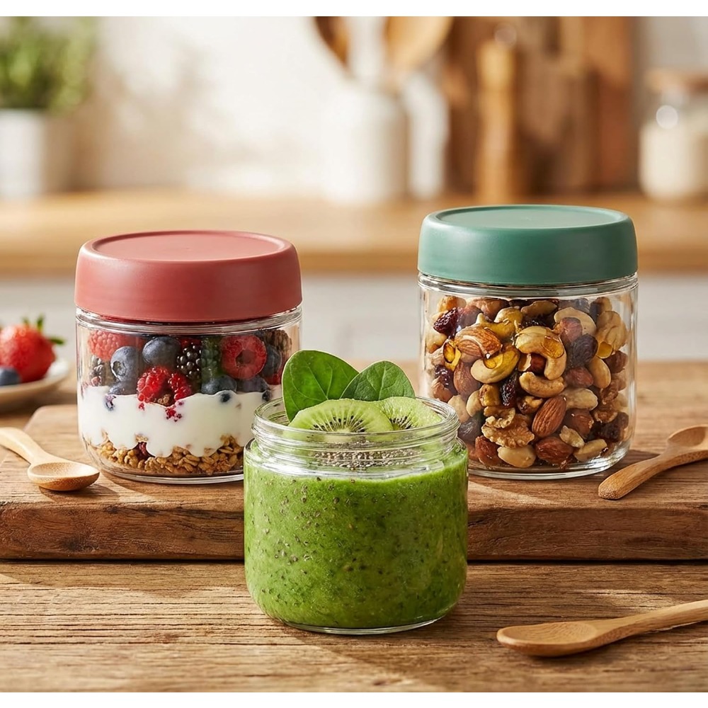 Food Storage And Containers - Set di 3 Barattoli in Vetro