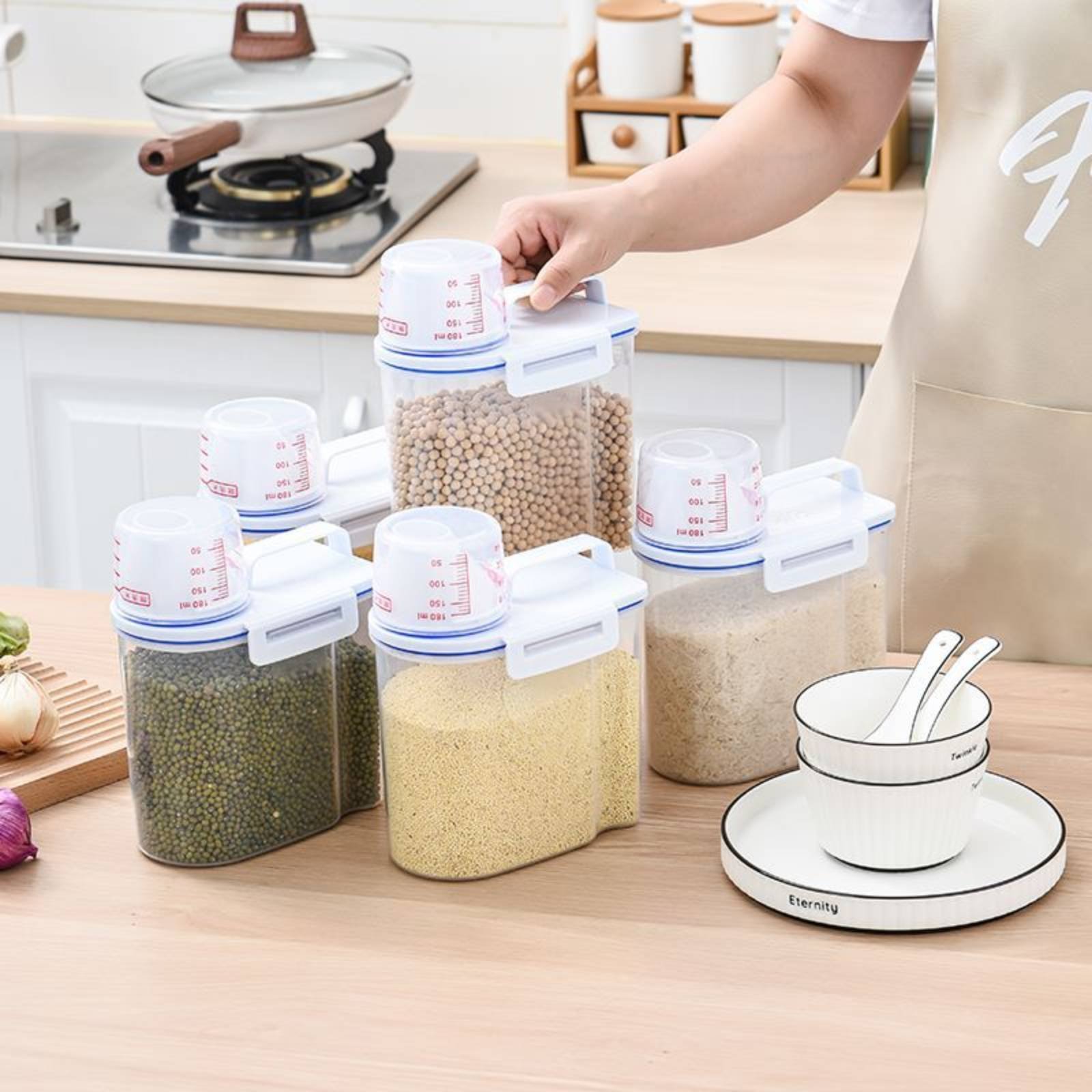 Food Storage Pantry - Contenitore per Riso Sicuro con Dosatore