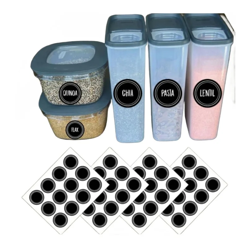 Food Storage Jar Labels - Adesivi per lavagna rotondi impermeabili e