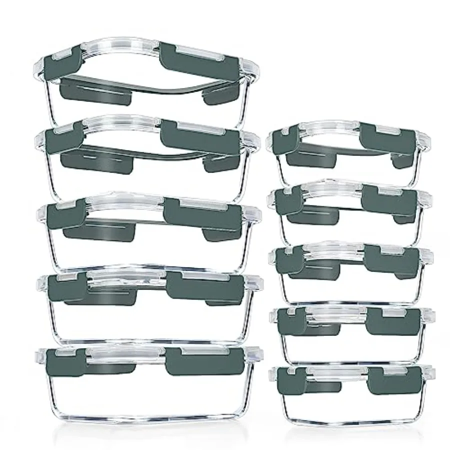 Food Storage Glass Container Set - Set di 10 Contenitori in Vetro