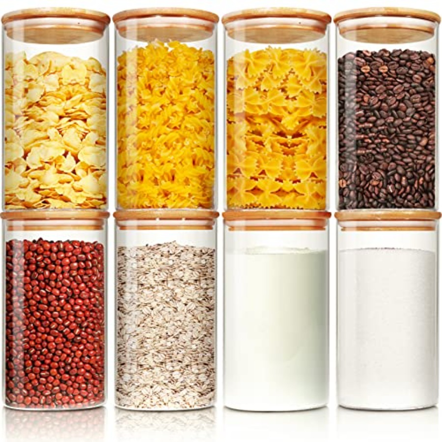 Food Storage Glass Container Set - Barattoli in vetro con coperchi in