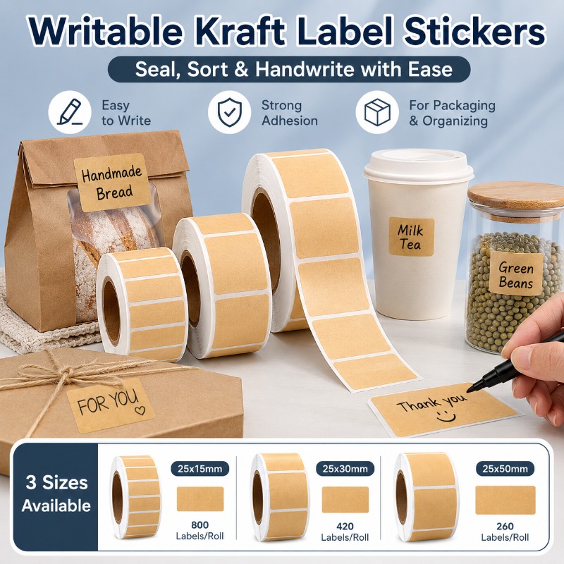 Food Storage Jar Labels - Etichette Adesive in Carta Kraft Scrivibili,