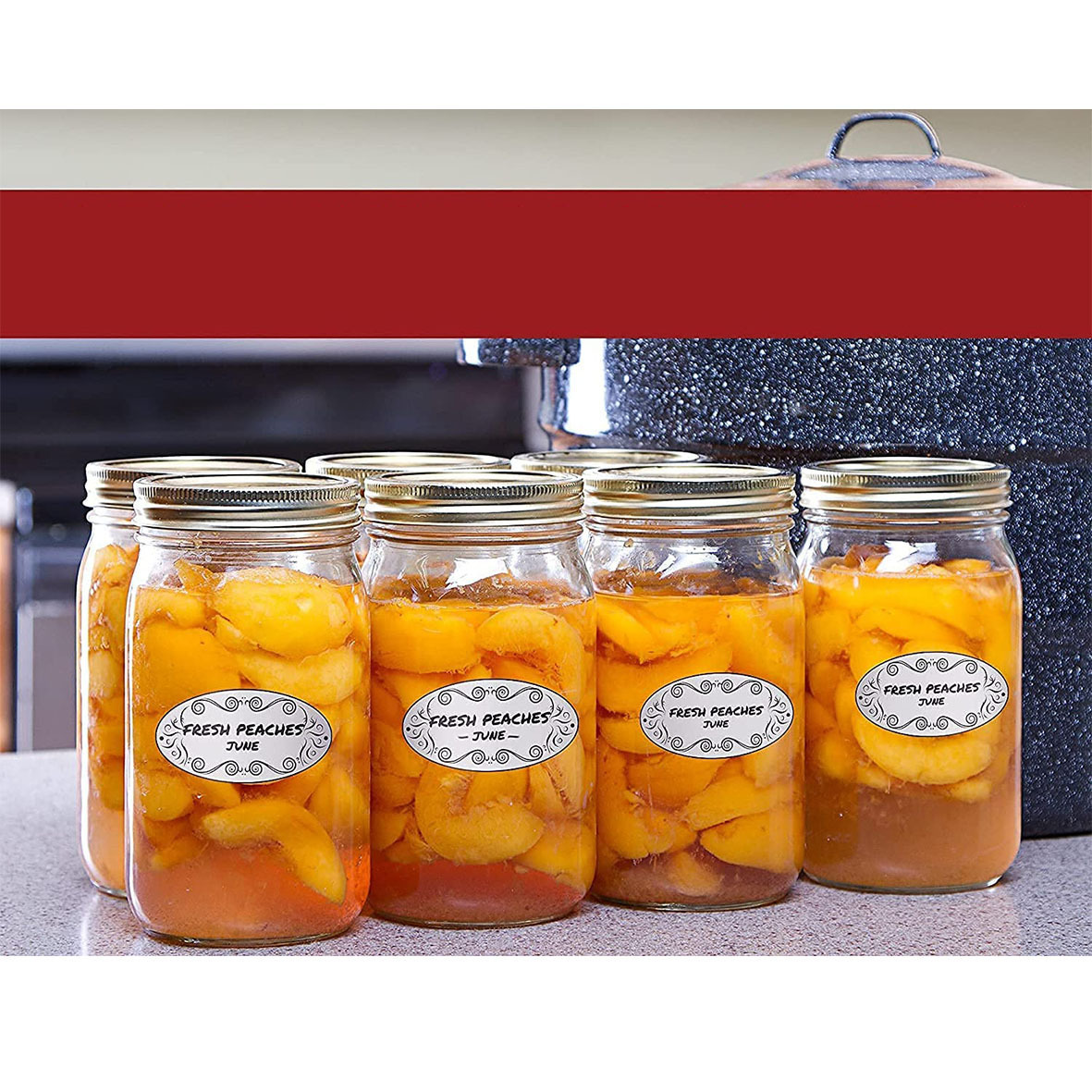 Food Storage Jar Labels - 150 etichette ovali per conserve, adesivi