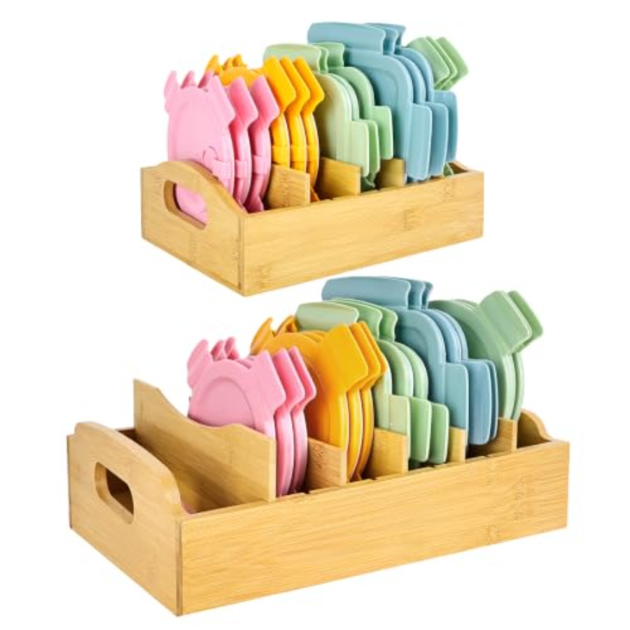 Food Storage Lid - Organizzatore per coperchi in bambù, confezione