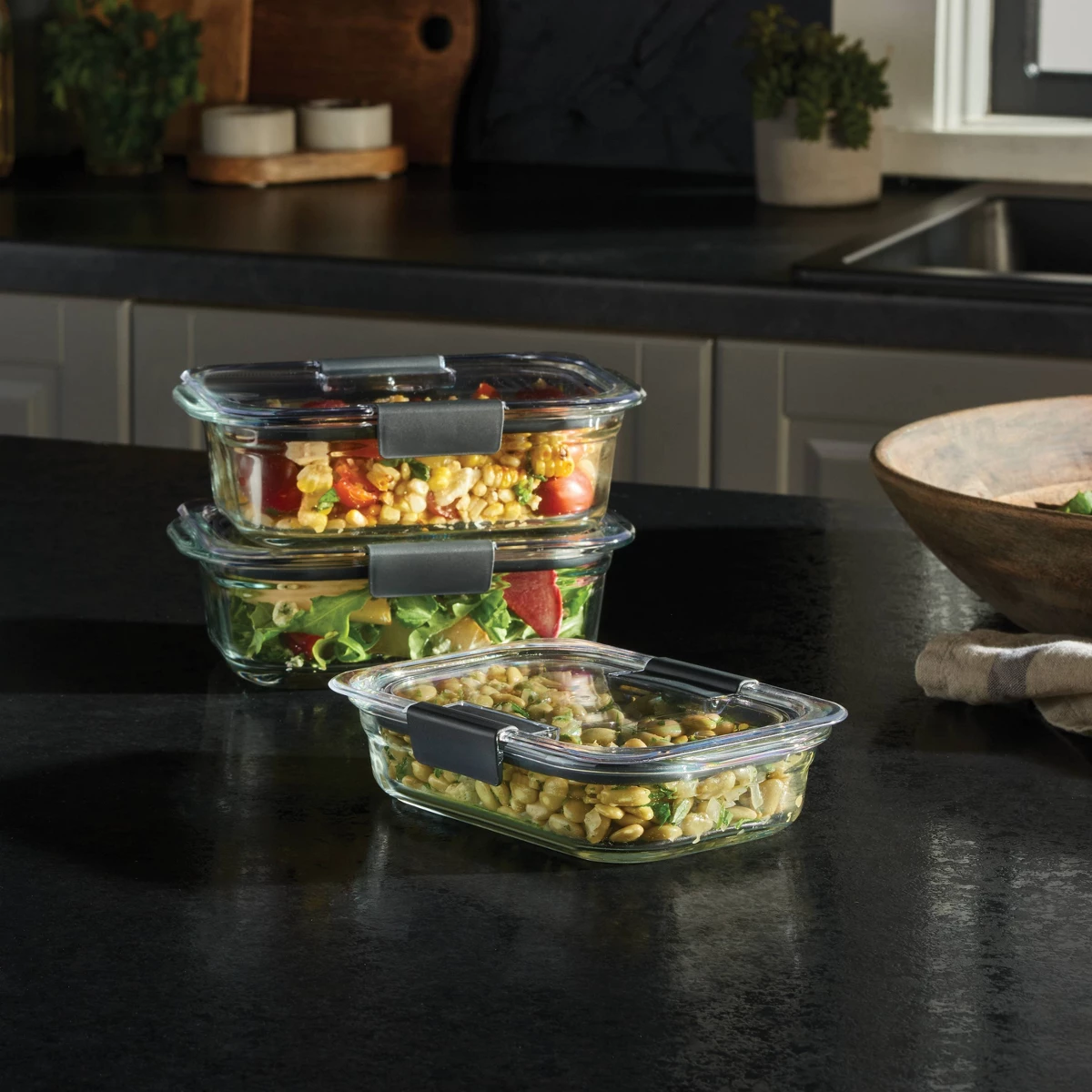 Food Storage Glass Container Set - Rubbermaid Set di 6 Contenitori in