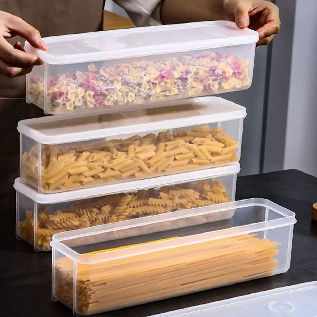 Food Storage Order - 1 scatola portaoggetti in plastica trasparente,