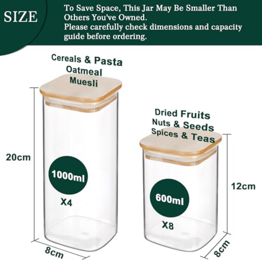 Set di 12 Barattoli Quadrati i - Food Storage Pantry recensione e prezzo