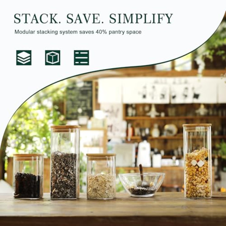Set di 12 Barattoli Quadrati i - Food Storage Pantry recensione e prezzo