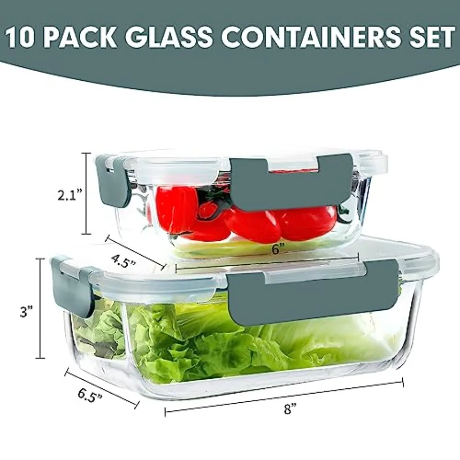 Set di 10 Contenitori in Vetro - Food Storage Glass Container Set recensione e prezzo