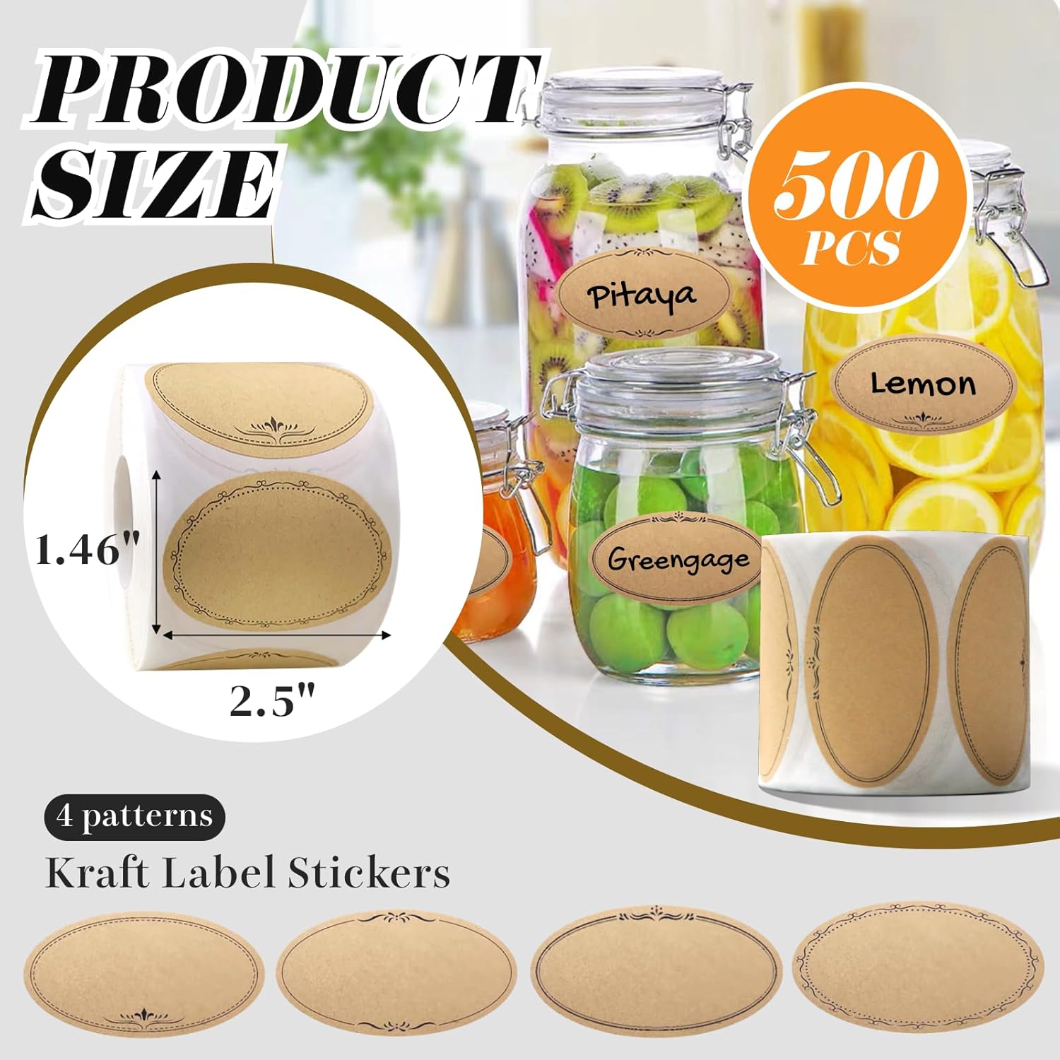 500 etichette per barattoli Ma - Food Storage Jar Labels recensione e prezzo